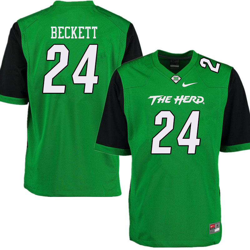 Men #24 Tavante Beckett Marshall Thundering Herd College Football Jerseys Sale-Green - Click Image to Close